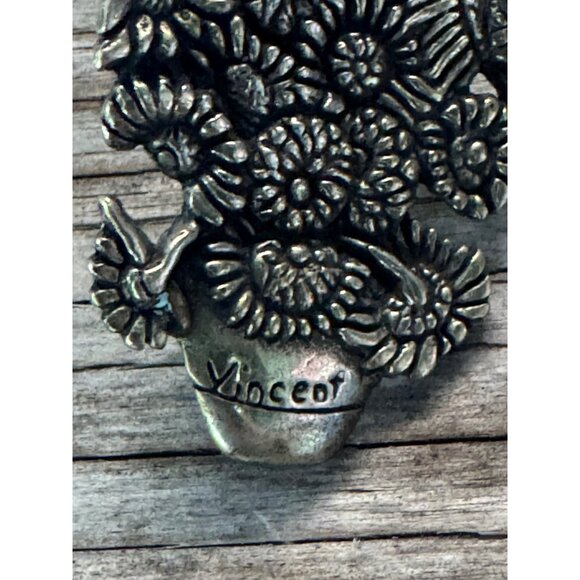 H H Dematteo Flower Pot Vincent Lapel Pin Tie Tack - Picture 2 of 5